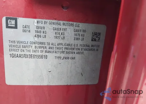 2014 Cadillac Ats Standard z USA, uszkodzony, nr VIN 1G6AA5RX0E0195610